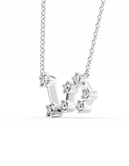 14k White Gold Leo Zodiac Constellation Pendant