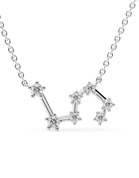 14k White Gold Leo Zodiac Constellation Pendant
