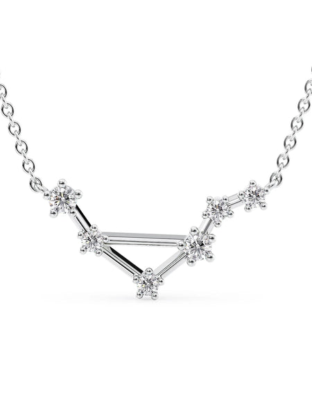 14k White Gold Libra Zodiac Constellation Pendant