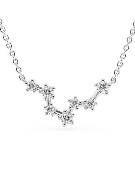 14k White Gold Pisces Zodiac Constellation Pendant