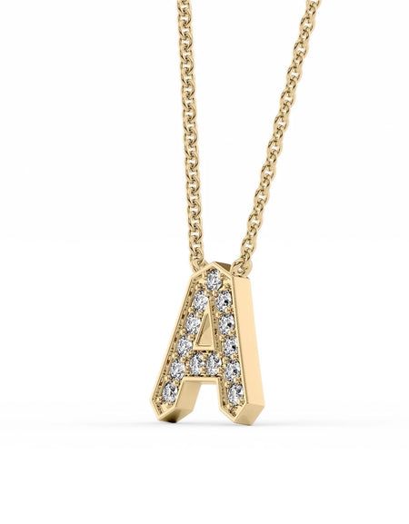 14k Yellow Gold A Initial Diamond Pendant