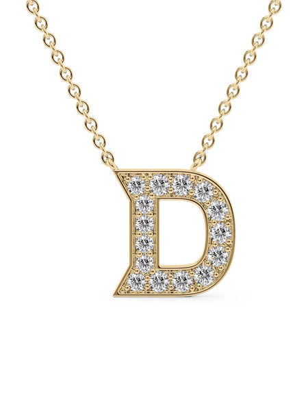 14k Yellow Gold D Initial Diamond Pendant