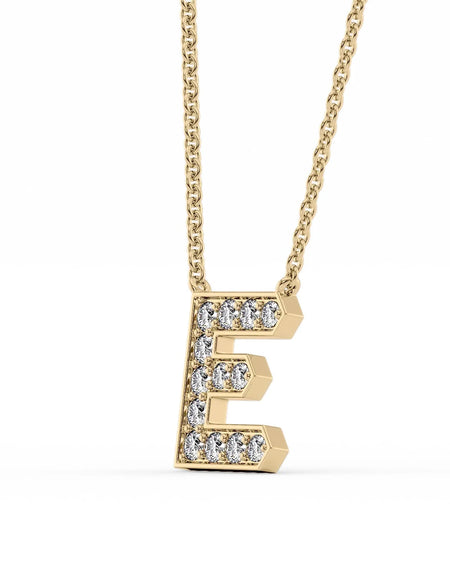 14k Yellow Gold E Initial Diamond Pendant