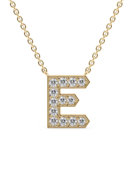 14k Yellow Gold E Initial Diamond Pendant