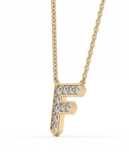 14k Yellow Gold F Initial Diamond Pendant