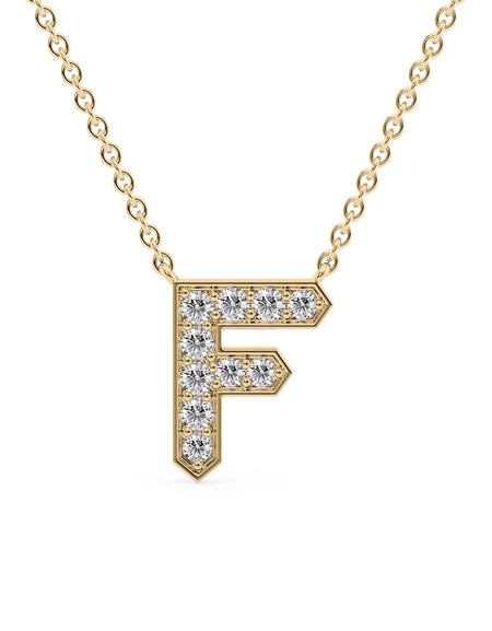 14k Yellow Gold F Initial Diamond Pendant