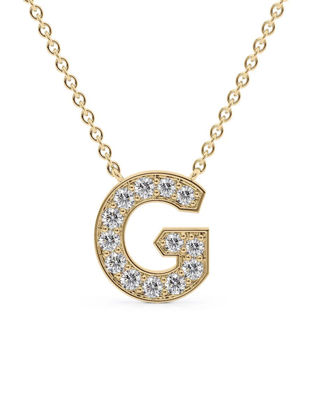 14k Yellow Gold G Initial Diamond Pendant