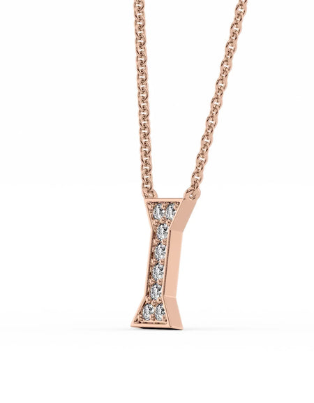 14k Rose Gold I Initial Diamond Pendant