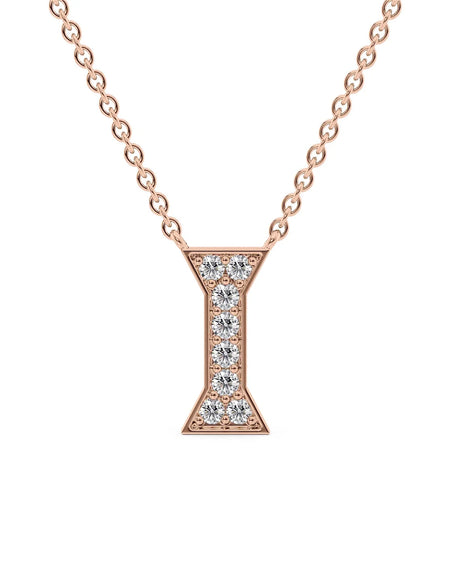 14k Rose Gold I Initial Diamond Pendant