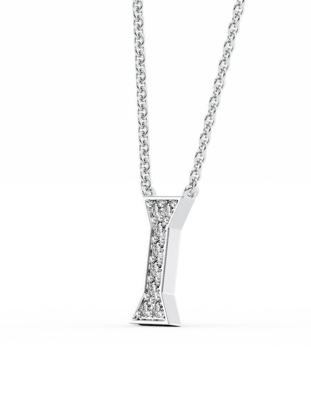 14k White Gold I Initial Diamond Pendant