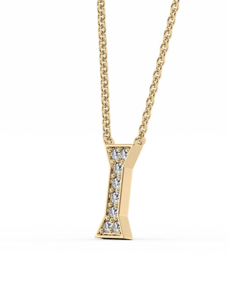 14k Yellow Gold I Initial Diamond Pendant