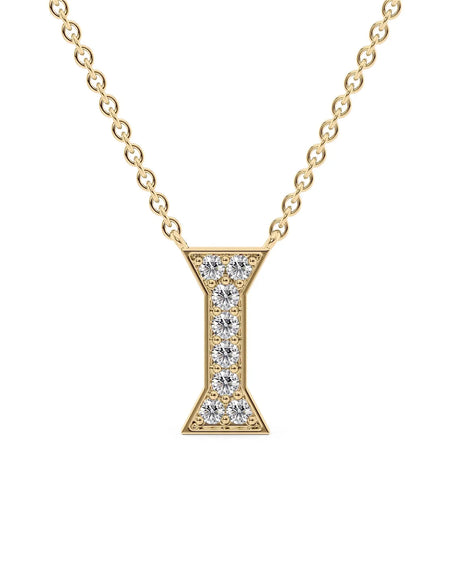 14k Yellow Gold I Initial Diamond Pendant
