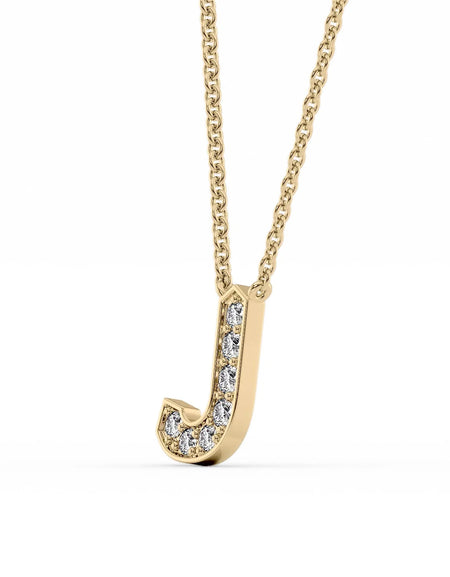 14k Yellow Gold J Initial Diamond Pendant