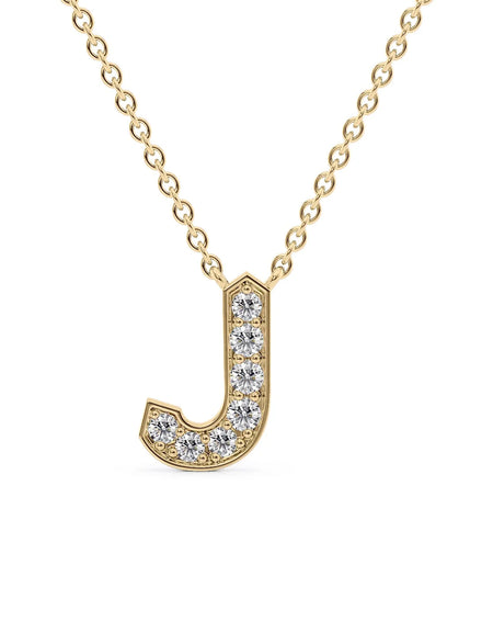 14k Yellow Gold J Initial Diamond Pendant