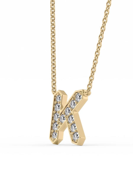 14k Yellow Gold K Initial Diamond Pendant
