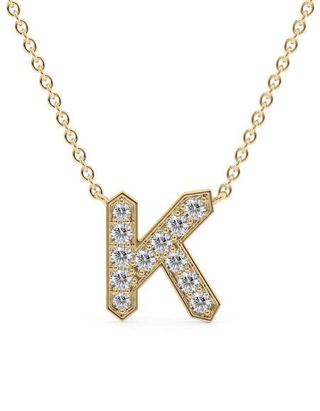 14k Yellow Gold K Initial Diamond Pendant