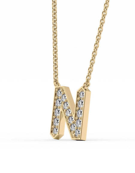 14k Yellow Gold N Initial Diamond Pendant