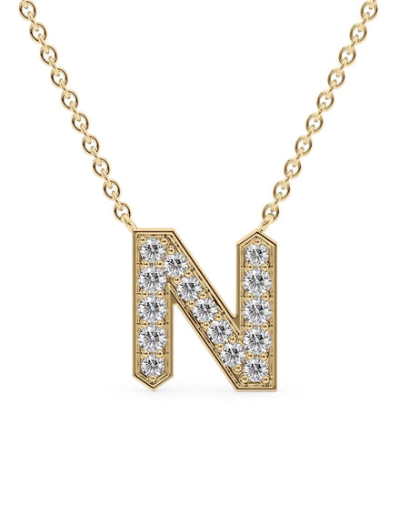 14k Yellow Gold N Initial Diamond Pendant