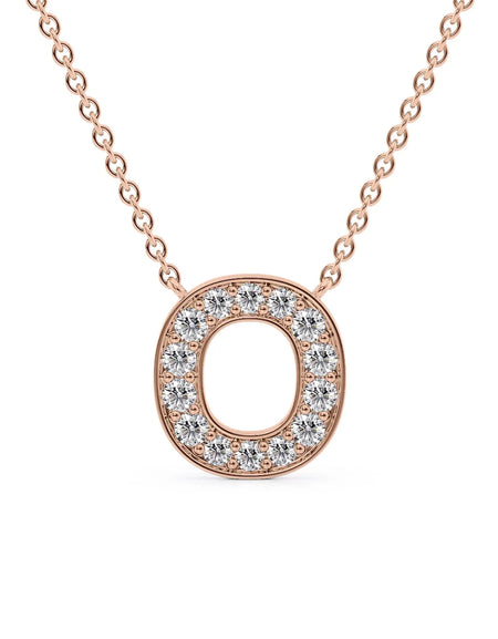 14k Rose Gold O Initial Diamond Pendant