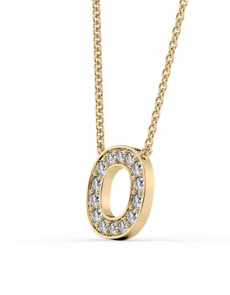 14k Yellow Gold O Initial Diamond Pendant