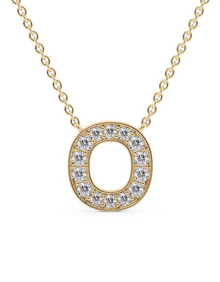 14k Yellow Gold O Initial Diamond Pendant