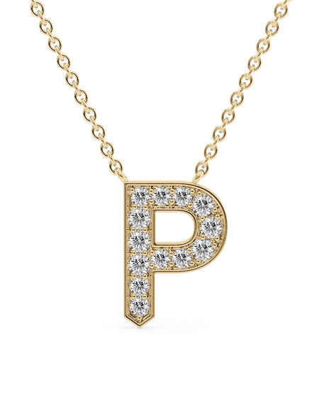 14k Yellow Gold P Initial Diamond Pendant