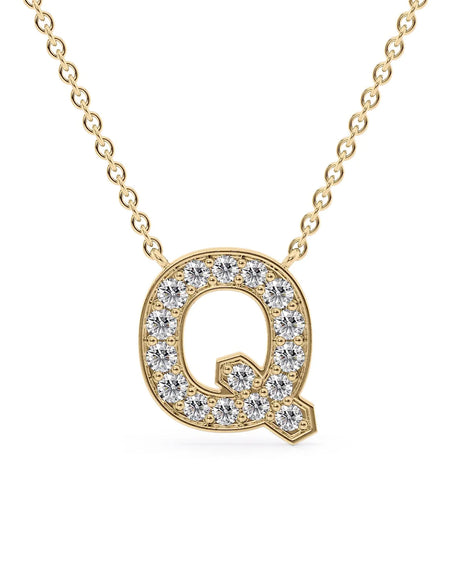 14k Yellow Gold Q Initial Diamond Pendant