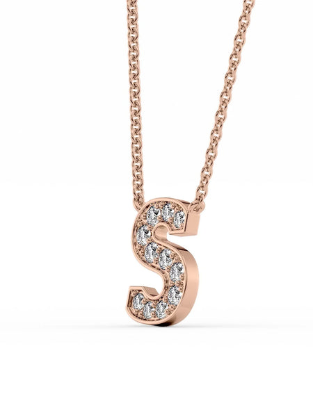 14k Rose Gold S Initial Diamond Pendant