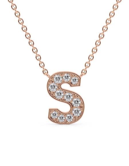 14k Rose Gold S Initial Diamond Pendant