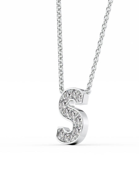 14k White Gold S Initial Diamond Pendant