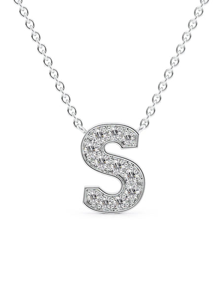 14k White Gold S Initial Diamond Pendant