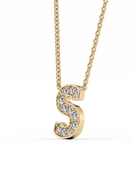 14k Yellow Gold S Initial Diamond Pendant