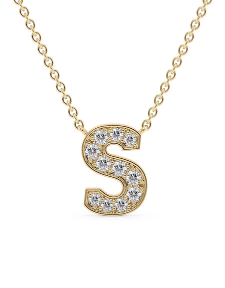 14k Yellow Gold S Initial Diamond Pendant