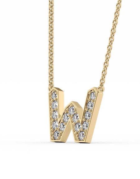 14k Yellow Gold W Initial Diamond Pendant
