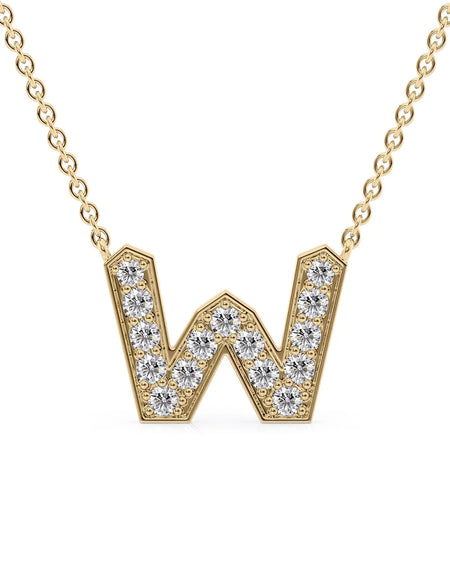 14k Yellow Gold W Initial Diamond Pendant