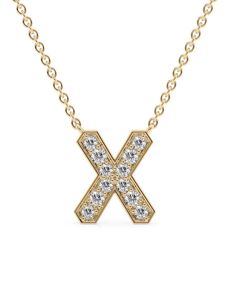 14k Yellow Gold X Initial Diamond Pendant