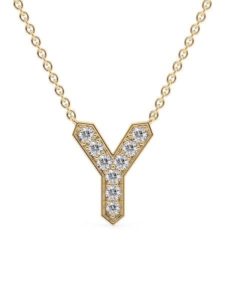 14k Yellow Gold Y Initial Diamond Pendant