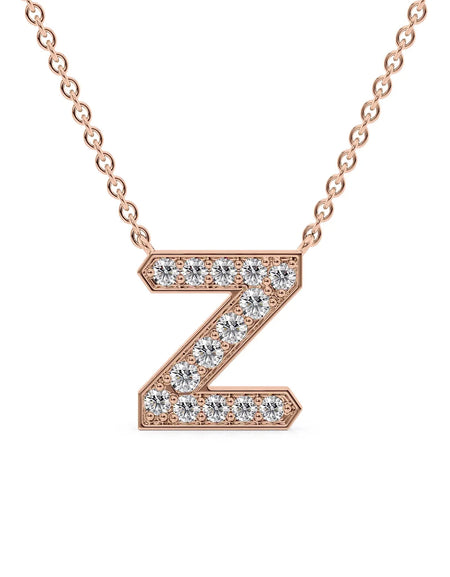 14k Rose Gold Z Initial Diamond Pendant