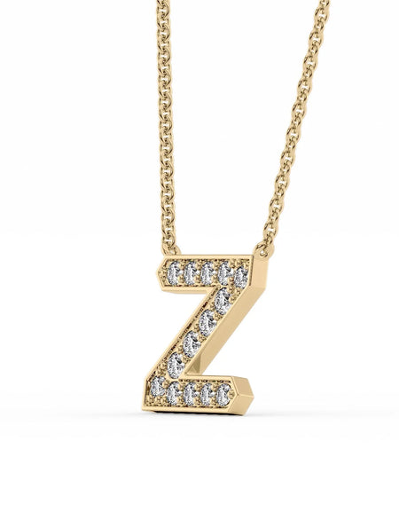 14k Yellow Gold Z Initial Diamond Pendant