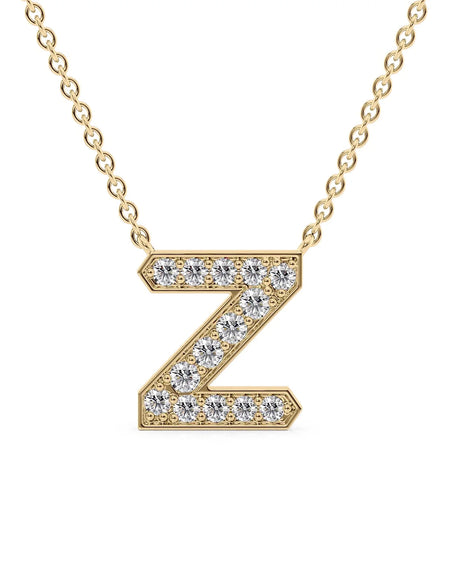14k Yellow Gold Z Initial Diamond Pendant