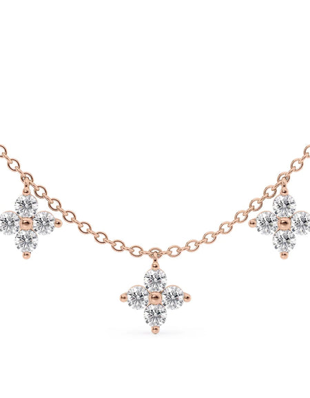 14k Rose Gold Three Piece Clover Diamonds Pendant