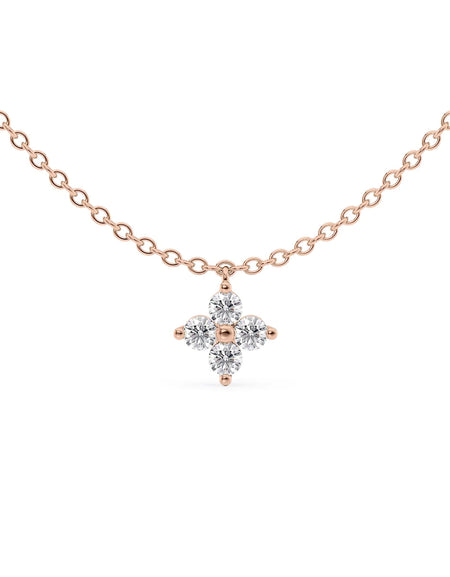 14k Rose Gold One Piece Clover Diamonds Pendant