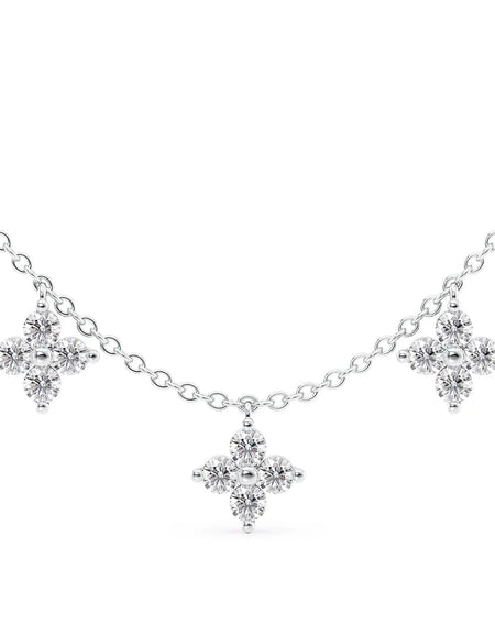 14k White Gold Three Piece Clover Diamonds Pendant