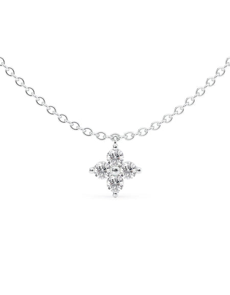 14k White Gold One Piece Clover Diamonds Pendant