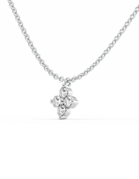 14k White Gold One Piece Clover Diamonds Pendant
