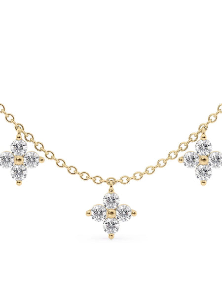 14k Yellow Gold Three Piece Clover Diamonds Pendant