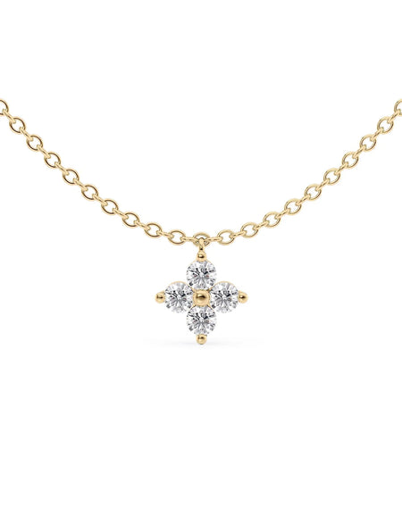 14k Yellow Gold One Piece Clover Diamonds Pendant