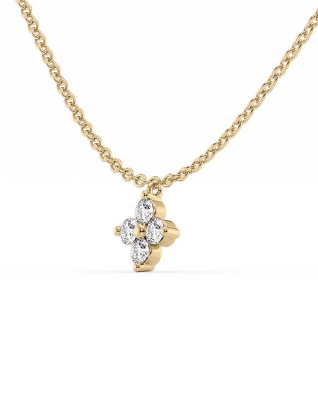 14k Yellow Gold One Piece Clover Diamonds Pendant