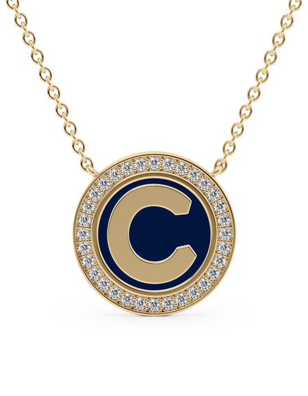 14K Yellow Gold Blue C Initial Disk Pendant