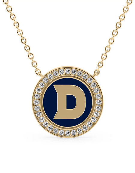 14K Yellow Gold Blue D Initial Disk Pendant